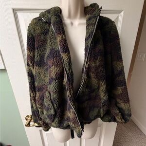 Ashley By 26 International Green and Brown Teddy Jacket